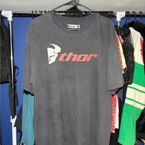 thor Black Short-Sleeve Tee with Red Logo